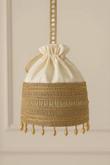 Gold Chanderi Festive Potli Bag
