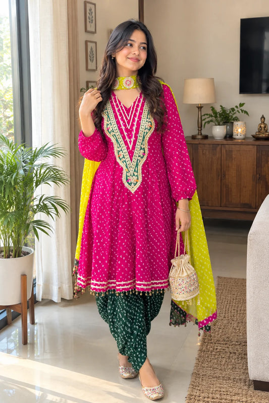 Bandhani Print Anarkali Set