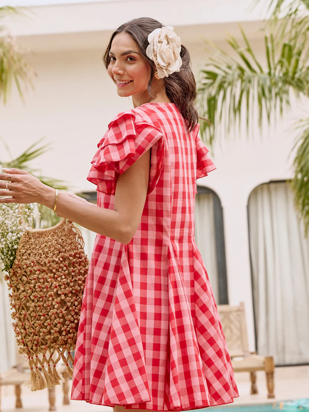 Pink cotton mini dress