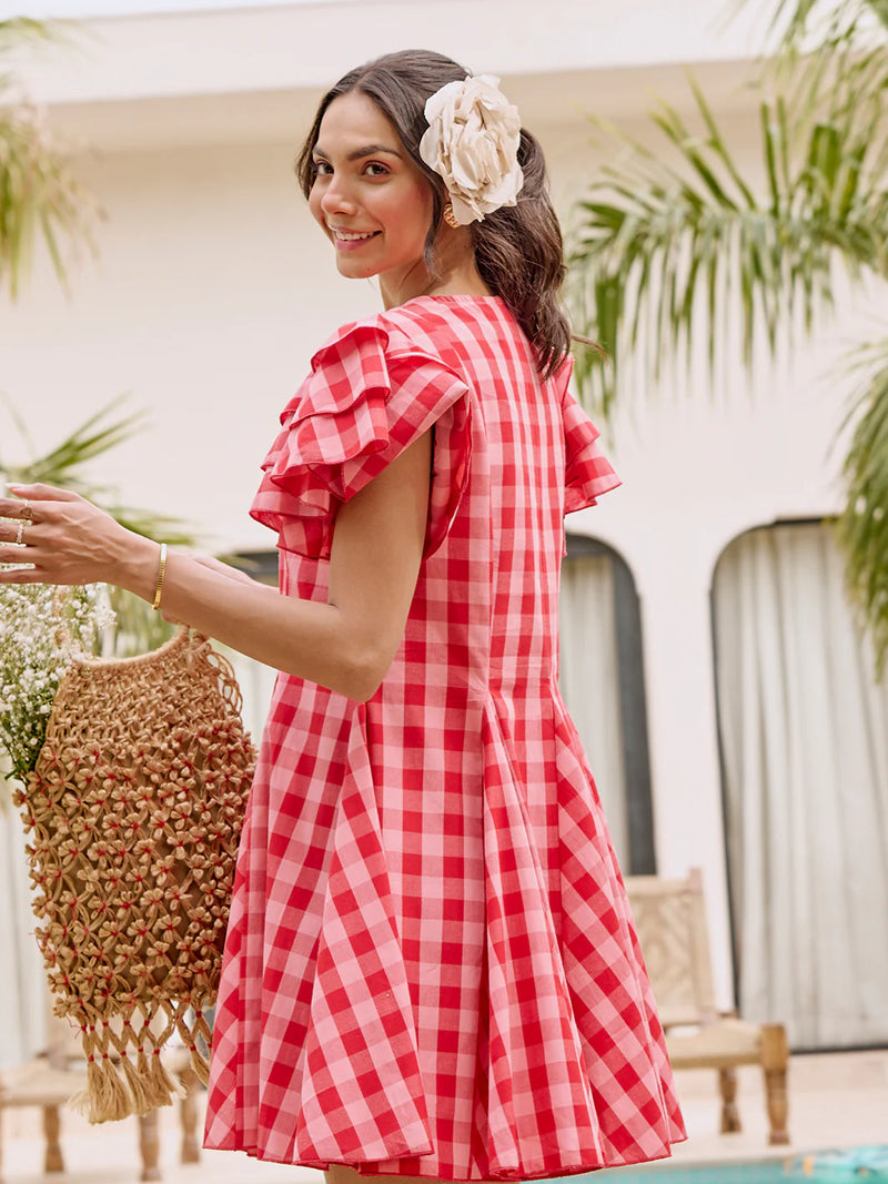Pink cotton mini dress