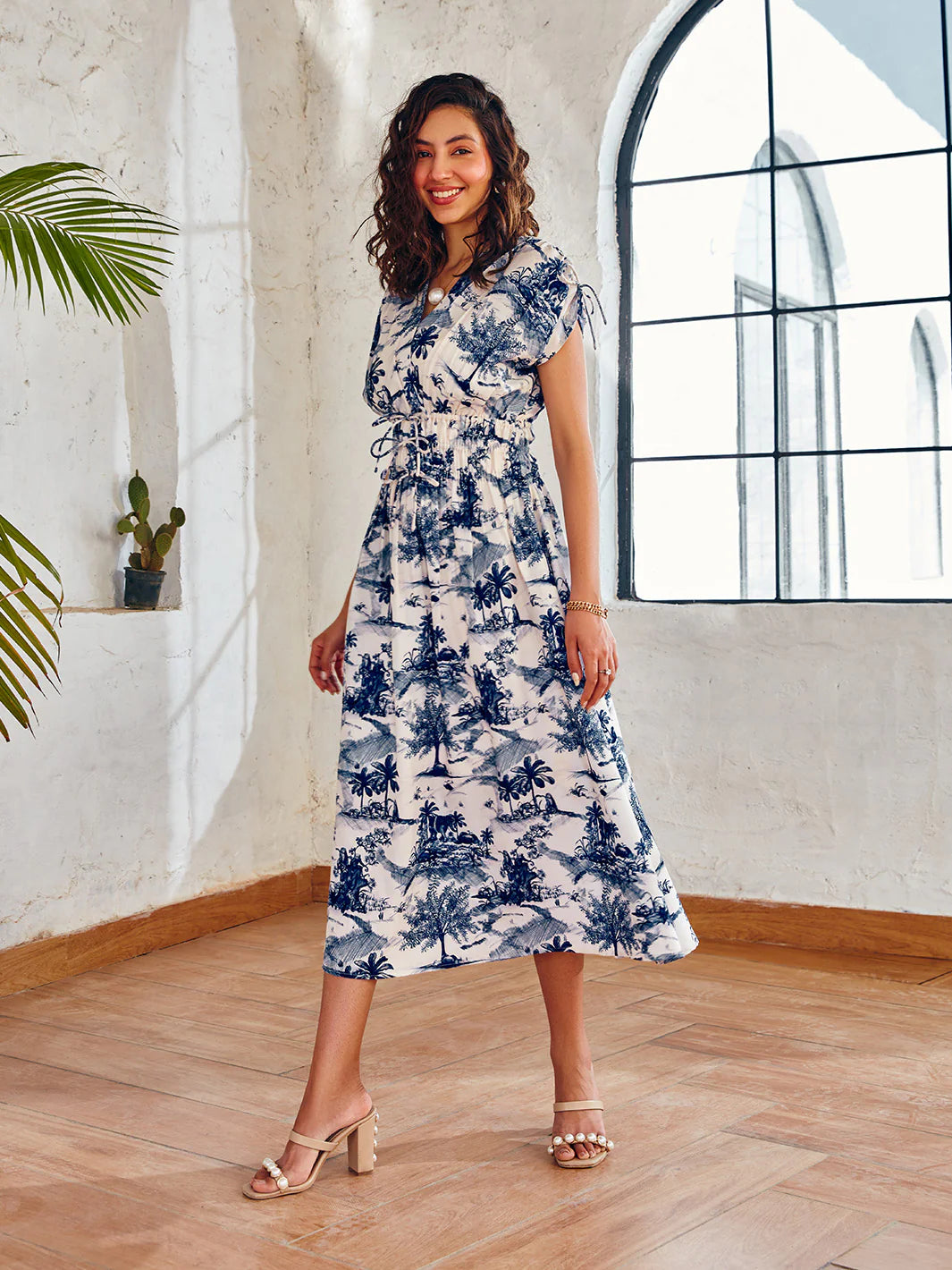 cotton linen midi dress