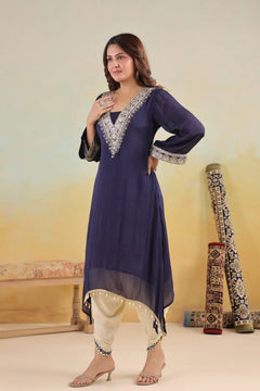 Chinon Embroidered Kurta Pant Set