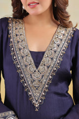 Chinon Embroidered Kurta Pant Set