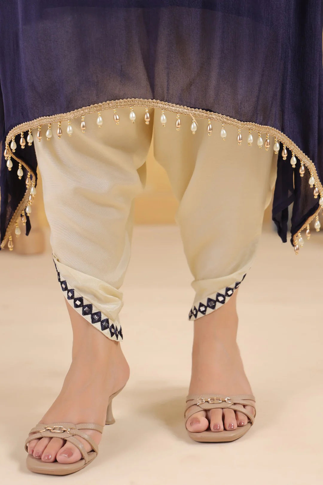 Chinon Embroidered Kurta Pant Set