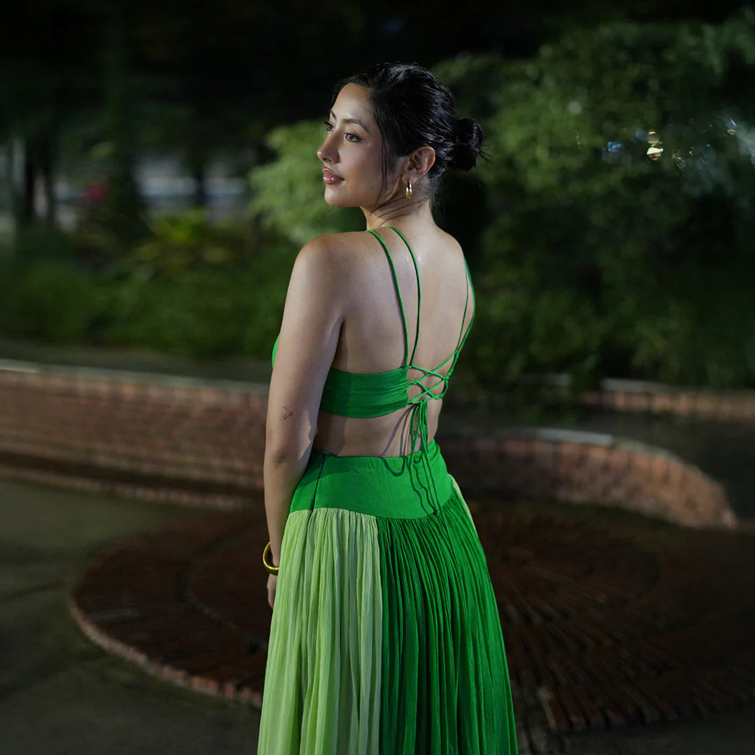 Chinon Green Veil Long Dress