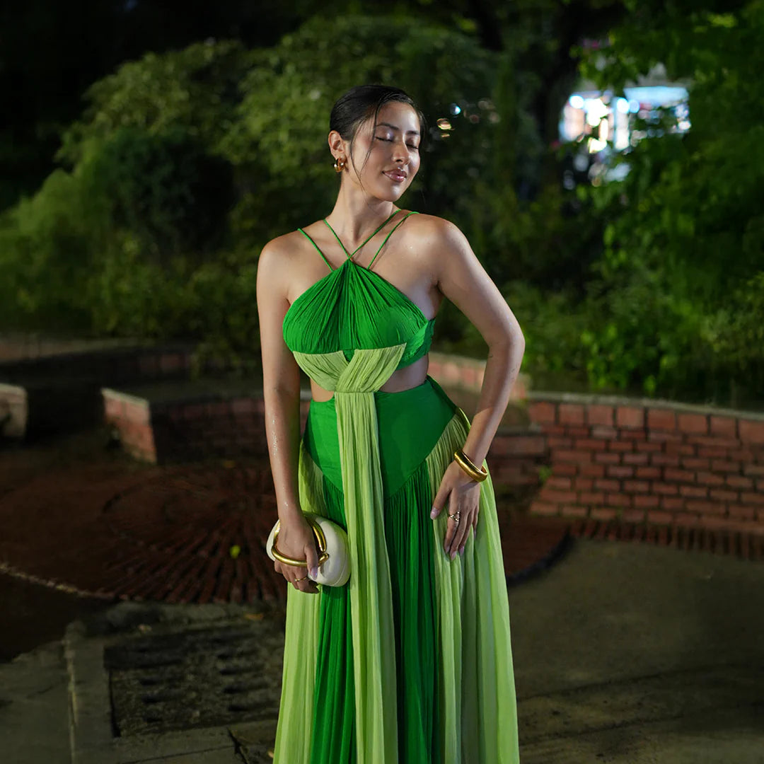 Chinon Green Veil Long Dress