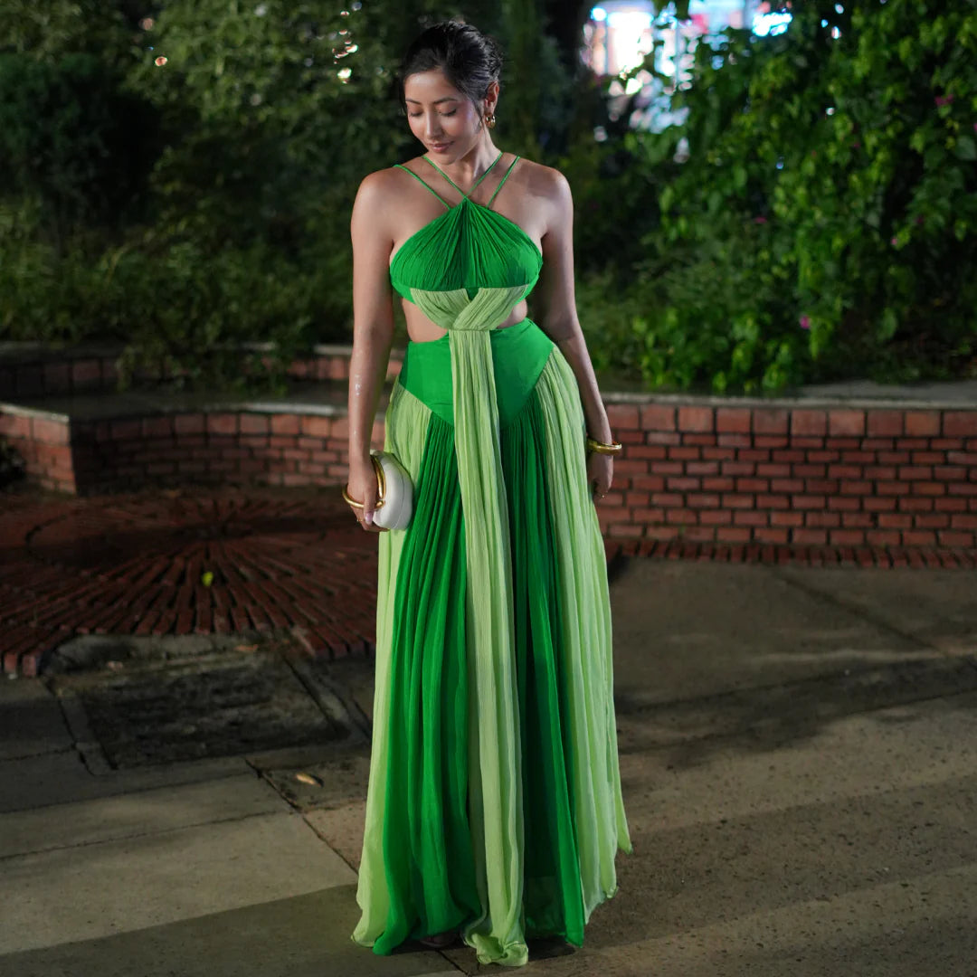 Chinon Green Veil Long Dress