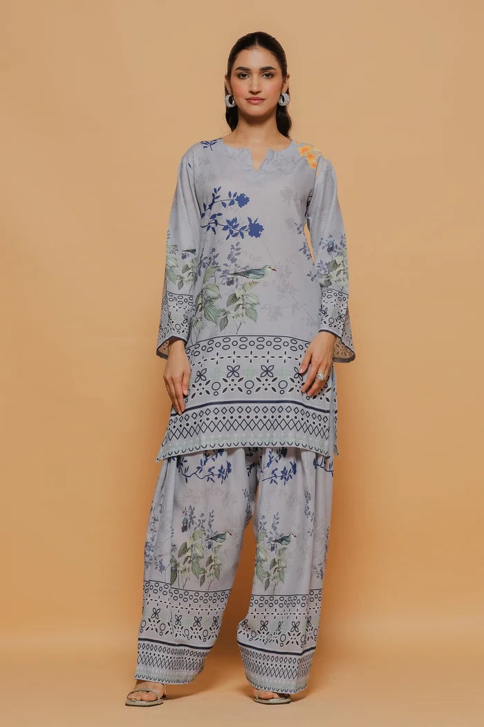 Ikat Printed Lawn Cotton Co-ord Set with Farsi Pants