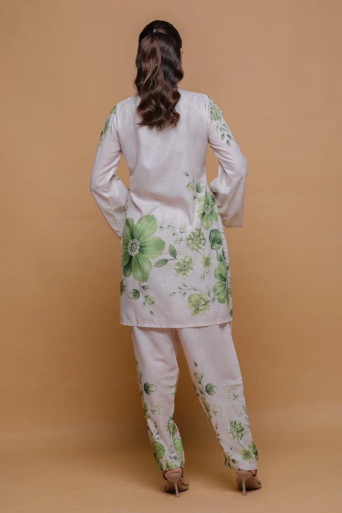 Ikat Printed Lawn Cotton Co-ord Set with Farsi Pants