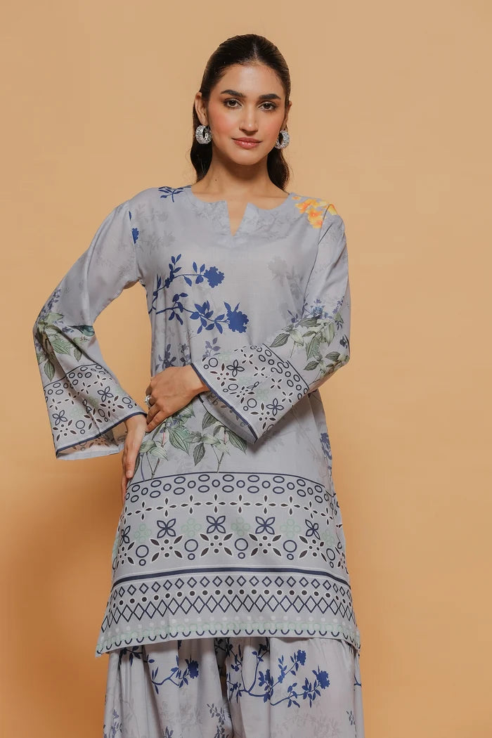 Ikat Printed Lawn Cotton Co-ord Set with Farsi Pants