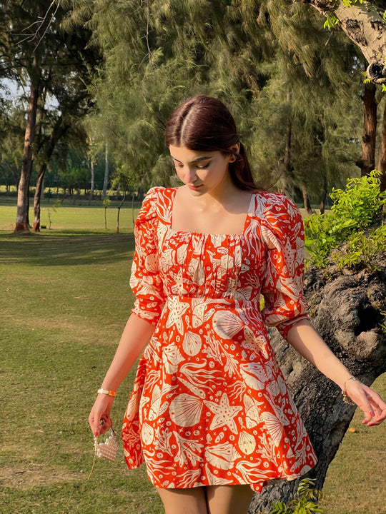 block printed cotton dress