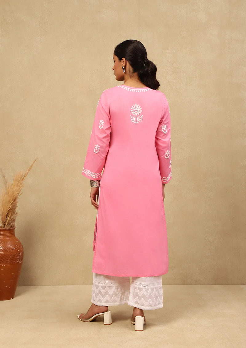 Cotton Chikankari Straight Long Kurta