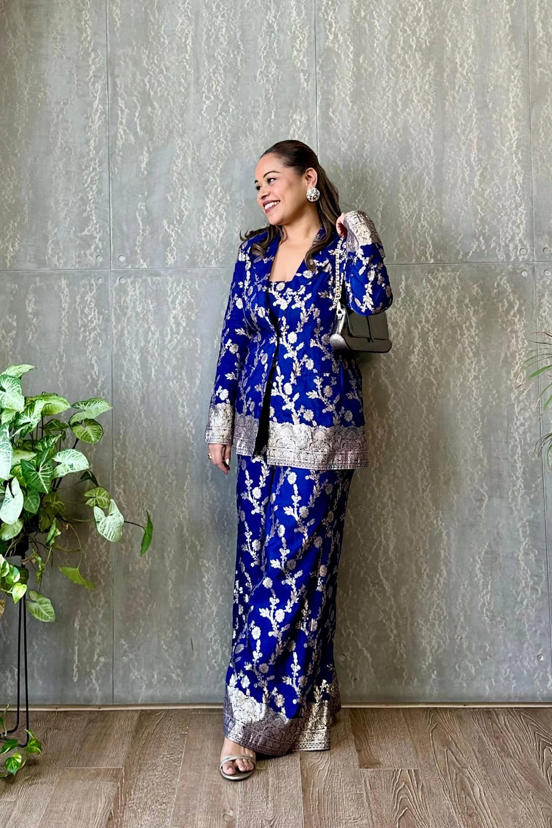 Cotton Silk Royal Blue Chanderi Co-Ord Set