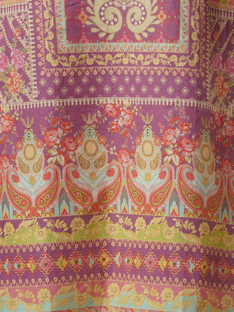 Cotton Red Floral Embroidered Kurta Set