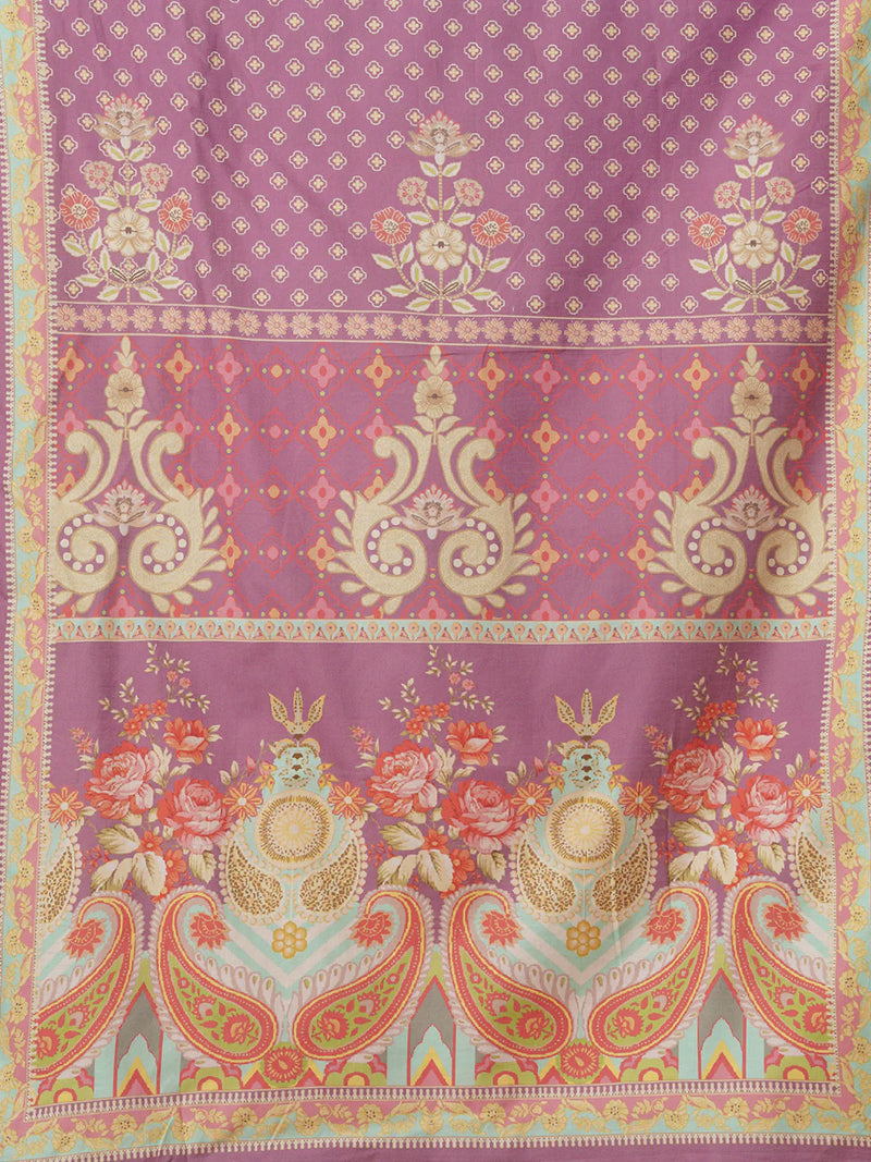 Cotton Red Floral Embroidered Kurta Set