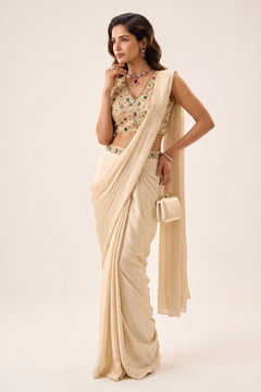 Kashvi Pearl Embellished Pre-Draped Saree Set