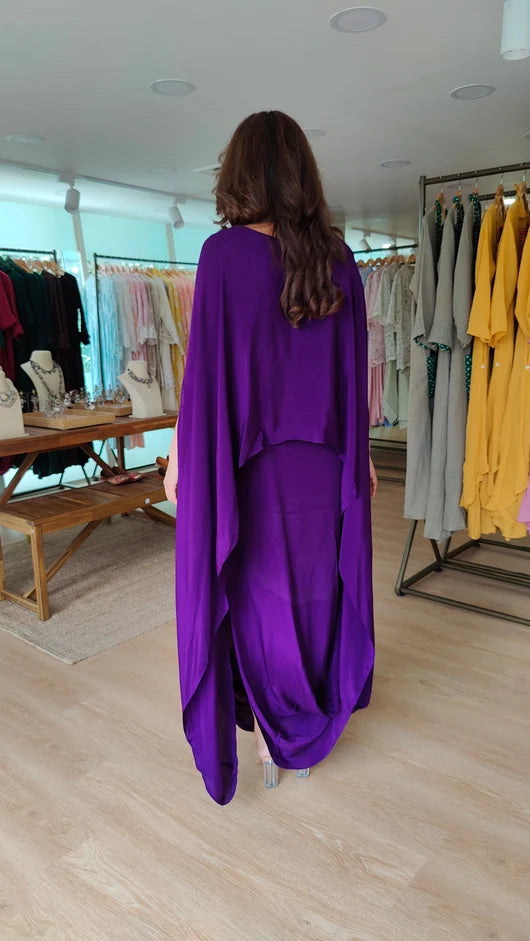 Bollywood Glam Crepe Draped One-Piece Dress