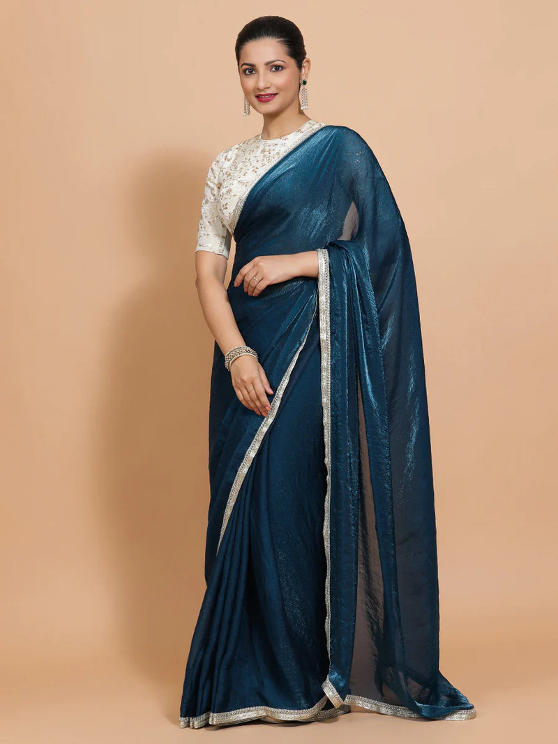Crystal Blue Tissue Saree