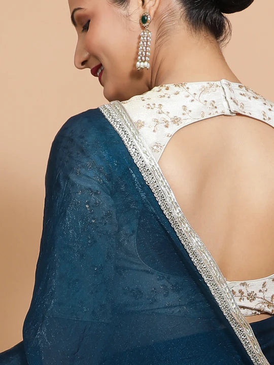 Blue saree with shimmer