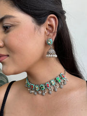 Fusion Kundan Oxidized Choker Set