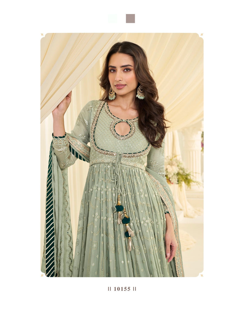 Georgette With Embroidered Gown And Dupatta Collection