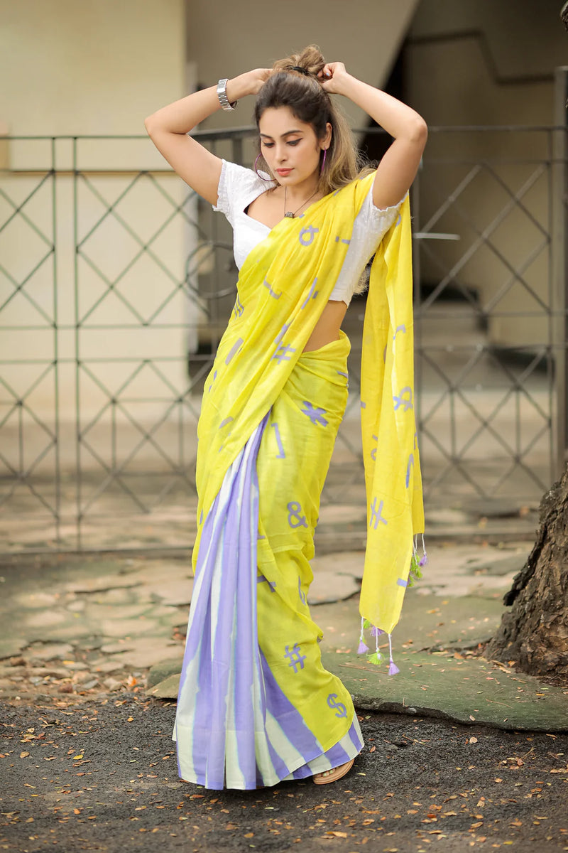 Winged Wonder Mul Mul Printed Saree