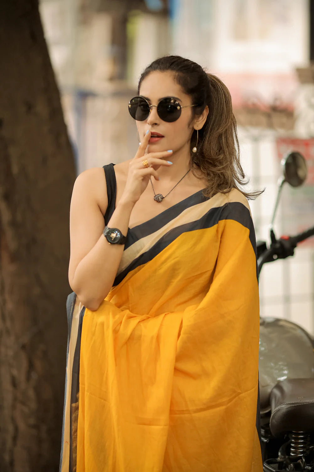 Yellow Garden Butterfly Bliss (Mul Mul Printed Sarees)