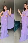 Lavender  Chiffon Sequence Worked Designer Saree With Jacket