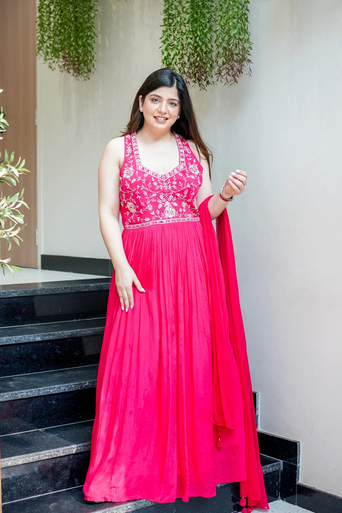 Rehnam Georgette Embroidered Gown with Dupatta