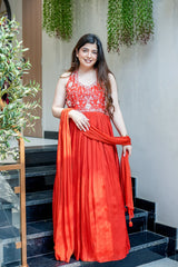 Rehnam Georgette Embroidered Gown with Dupatta