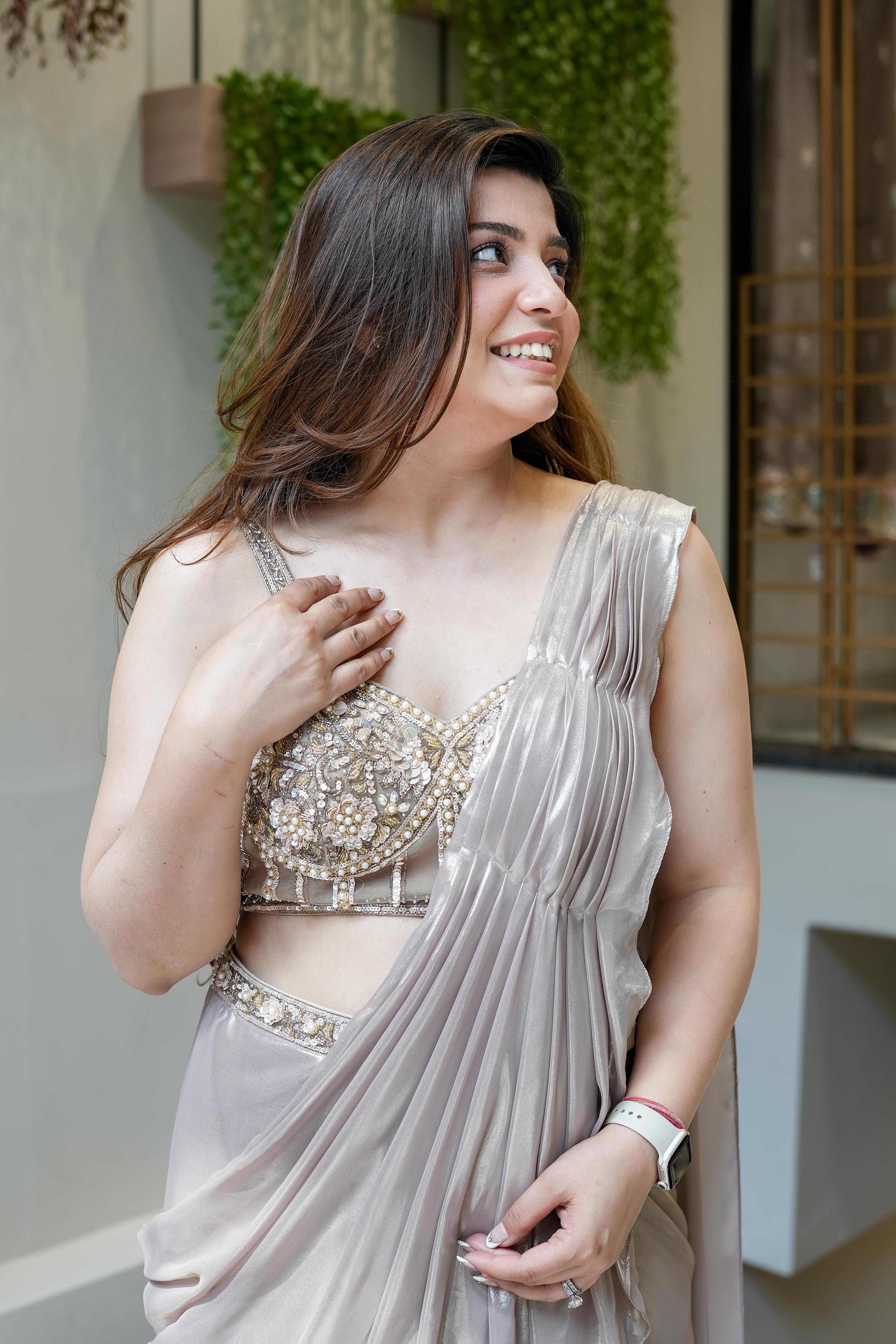 Kavi Golden Embroidered Saree