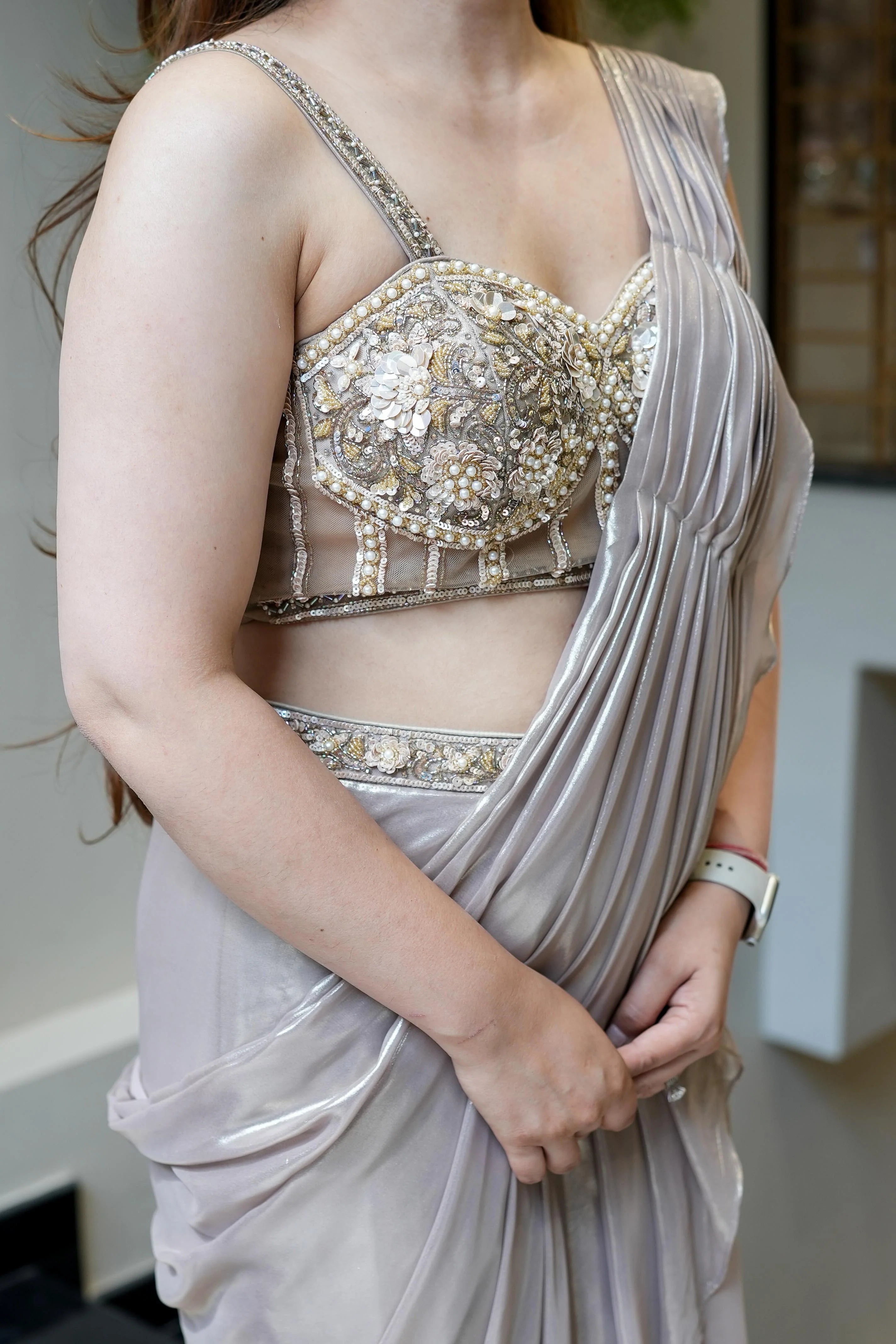 Kavi Golden Embroidered Saree