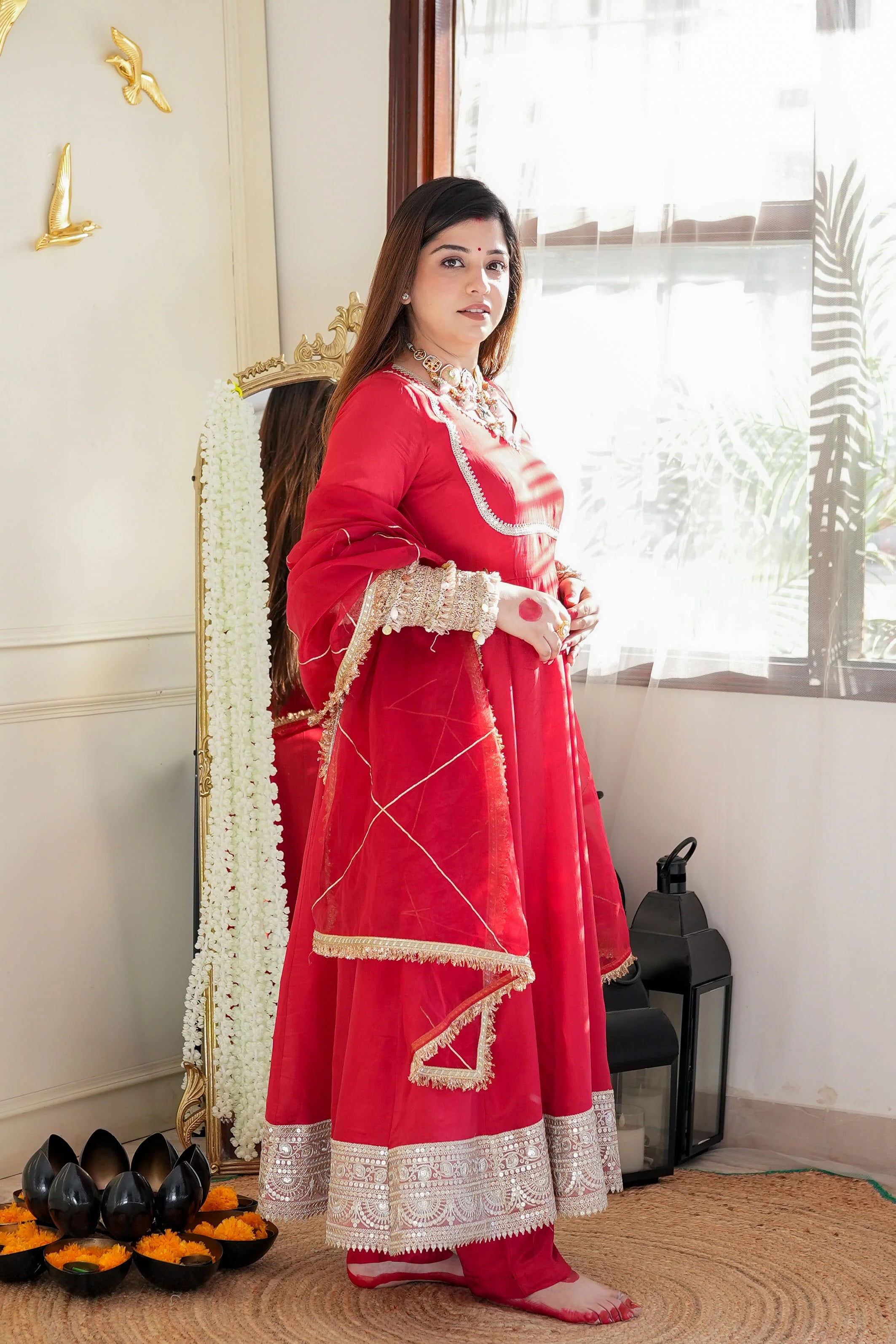 Hayaat Red Anarkali Set