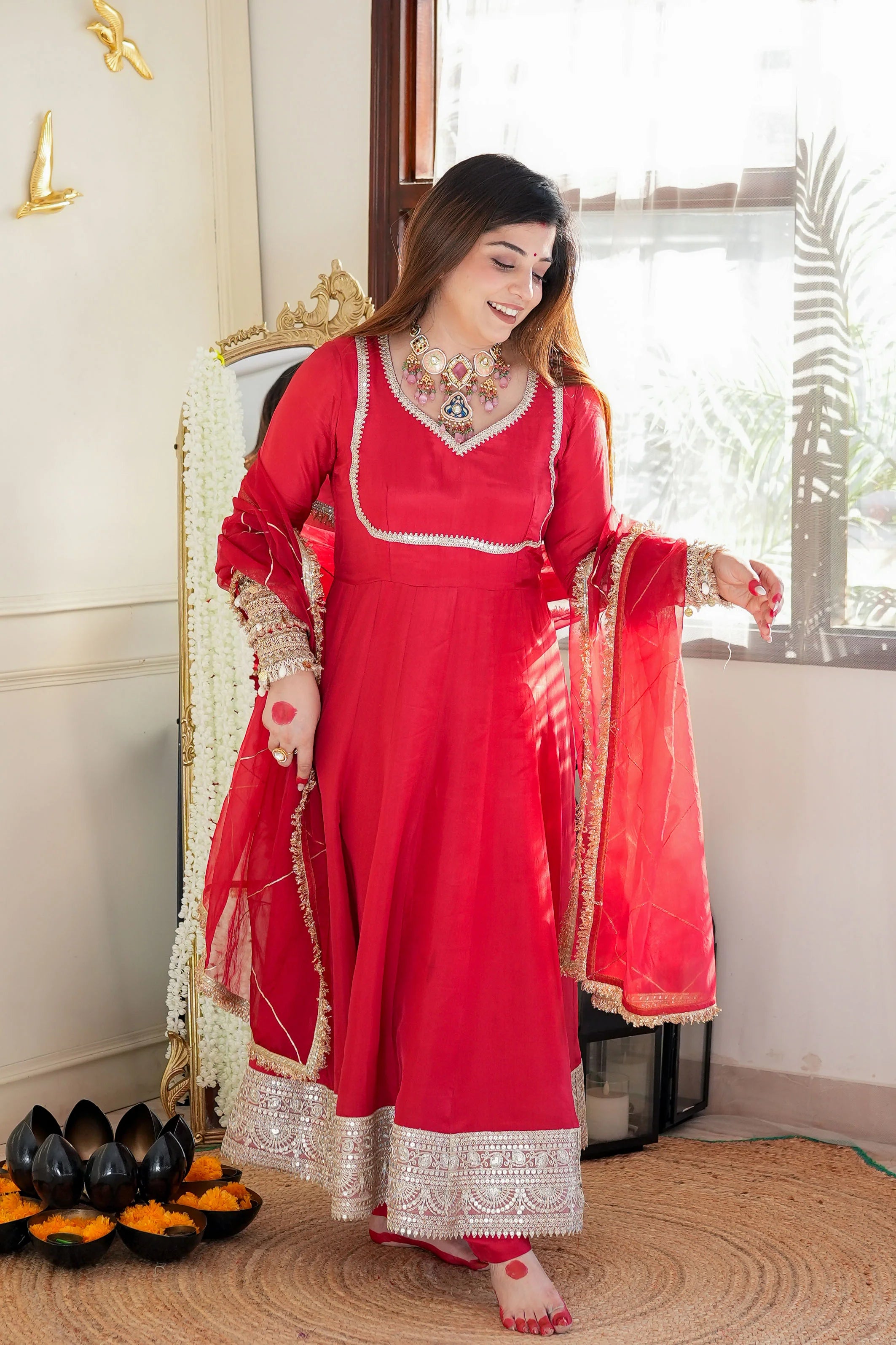 Hayaat Red Anarkali Set