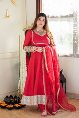 Hayaat Red Anarkali Set