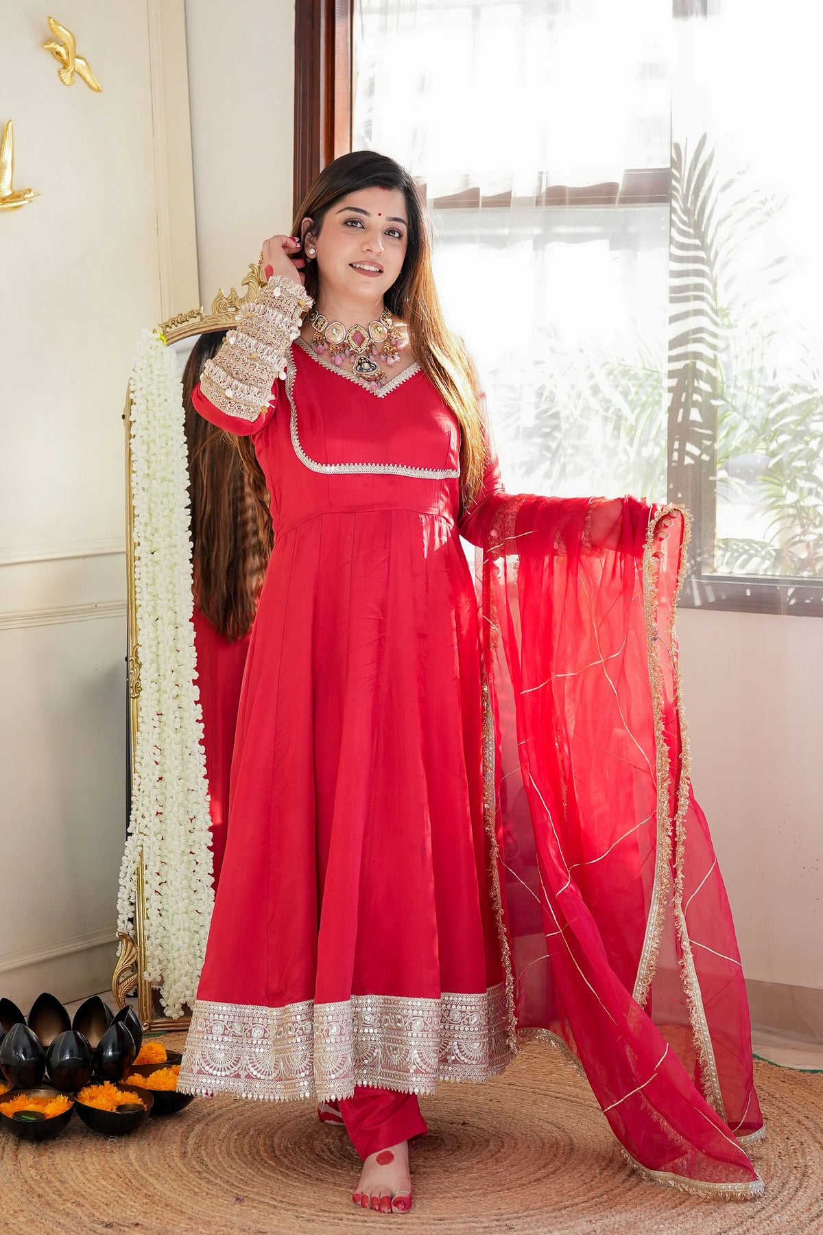Hayaat Red Anarkali Set