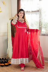 Hayaat Red Anarkali Set