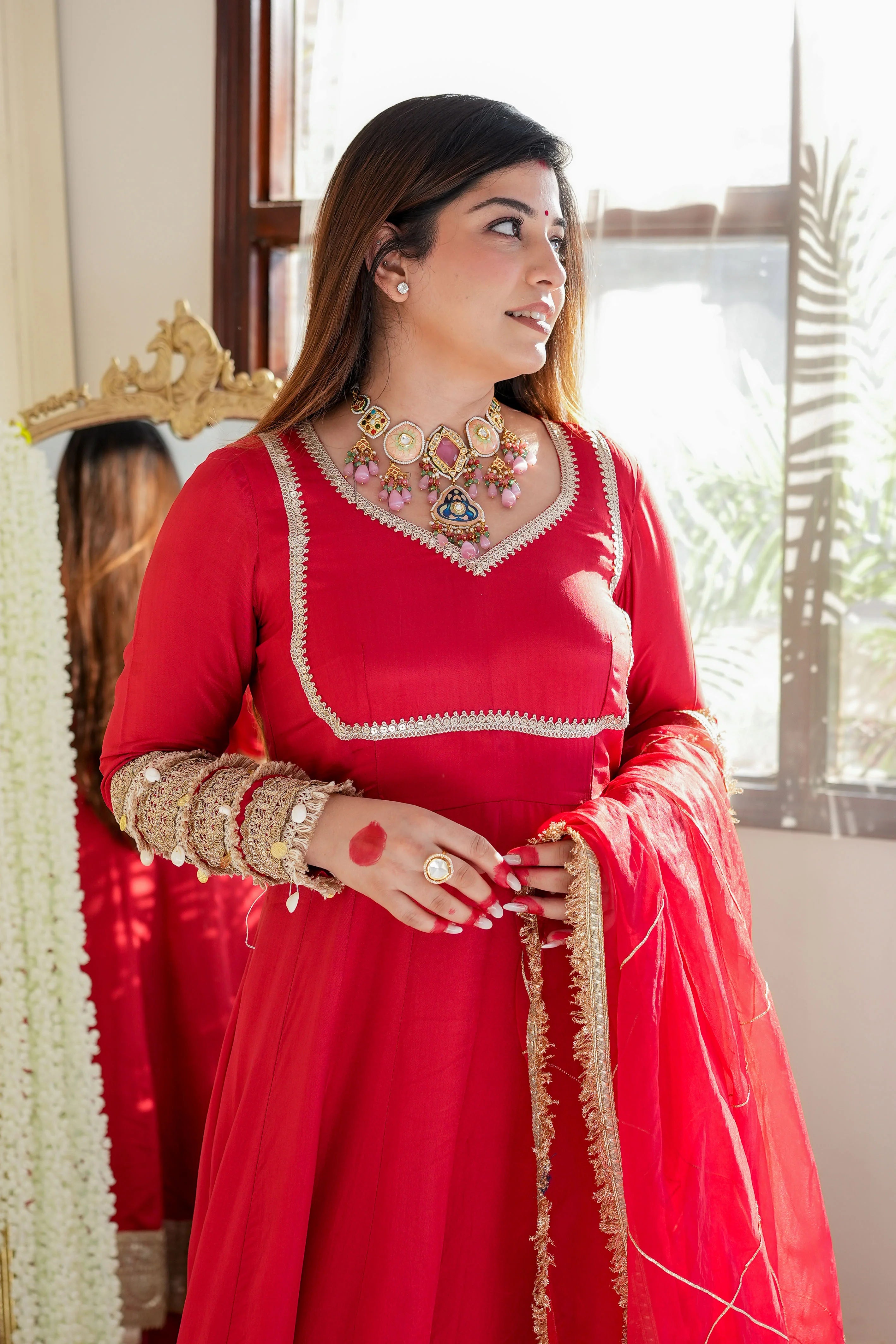 Hayaat Red Anarkali Set