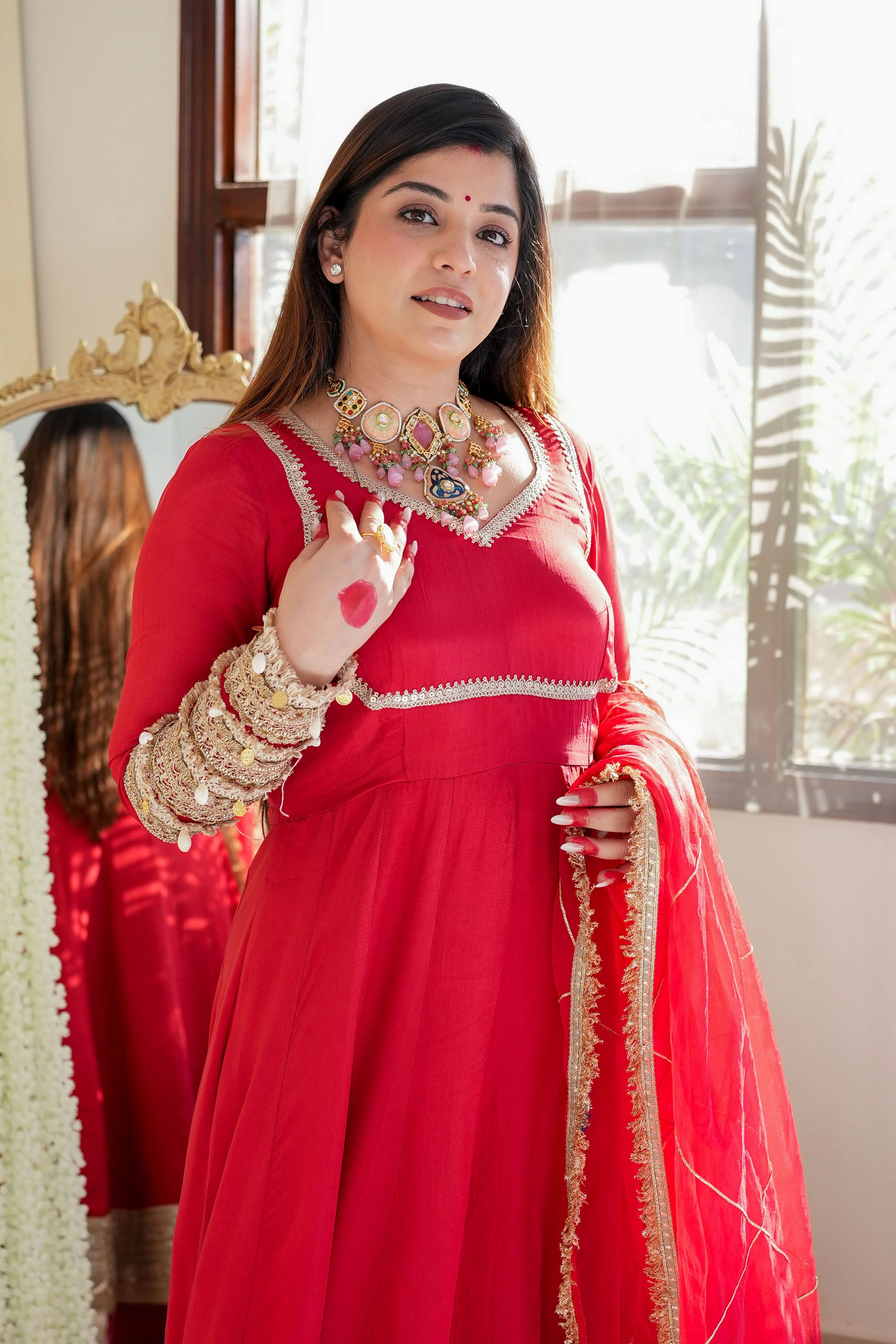 Hayaat Red Anarkali Set