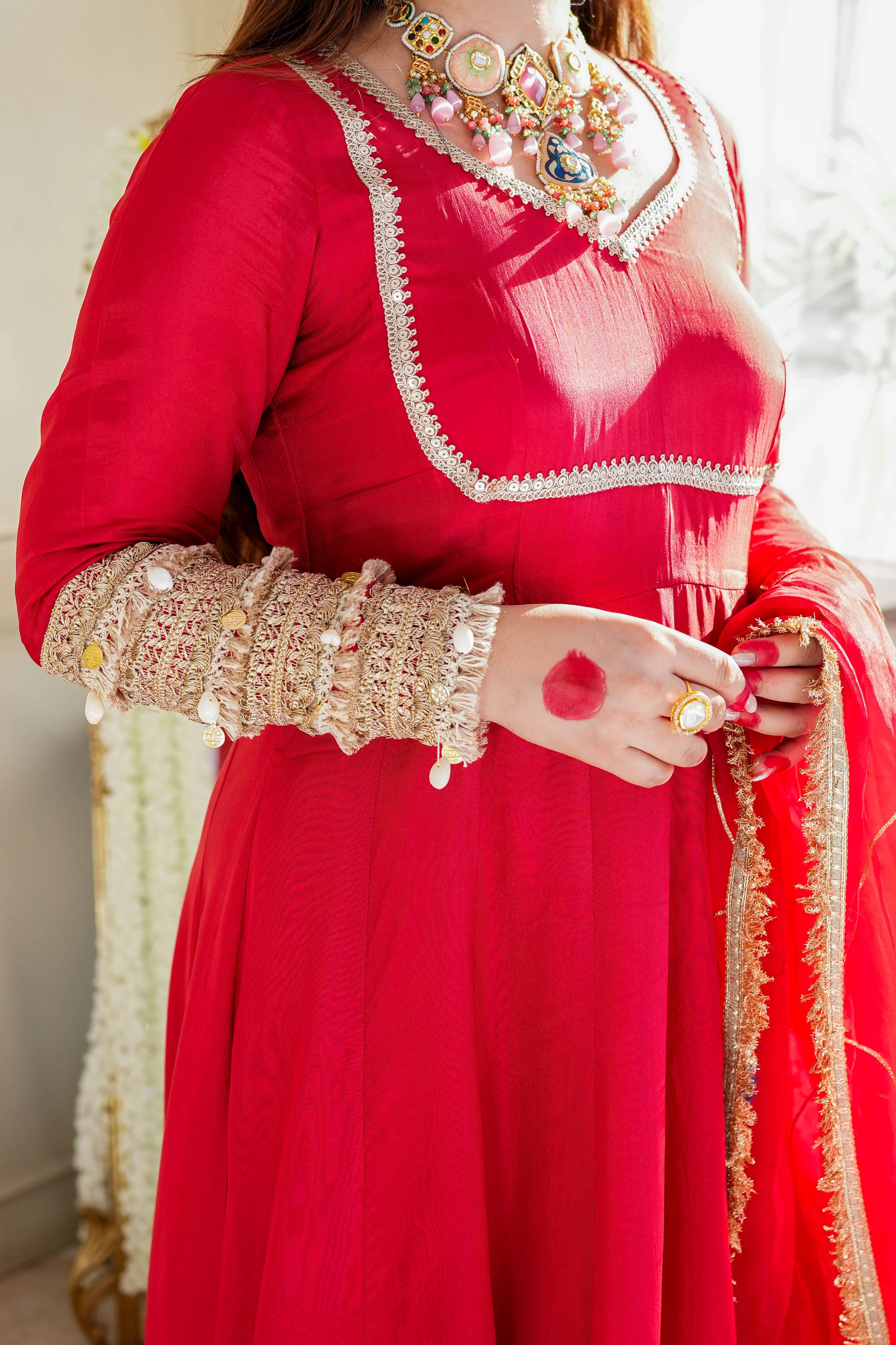 Hayaat Red Anarkali Set