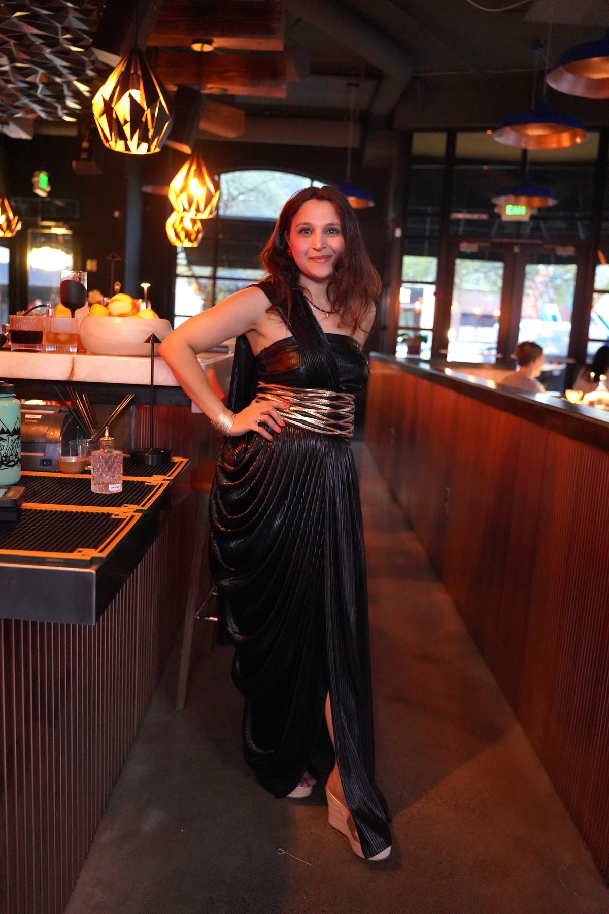 Black Fusion Drape Saree Set