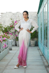 Pink White Crepe Co-Ord Set