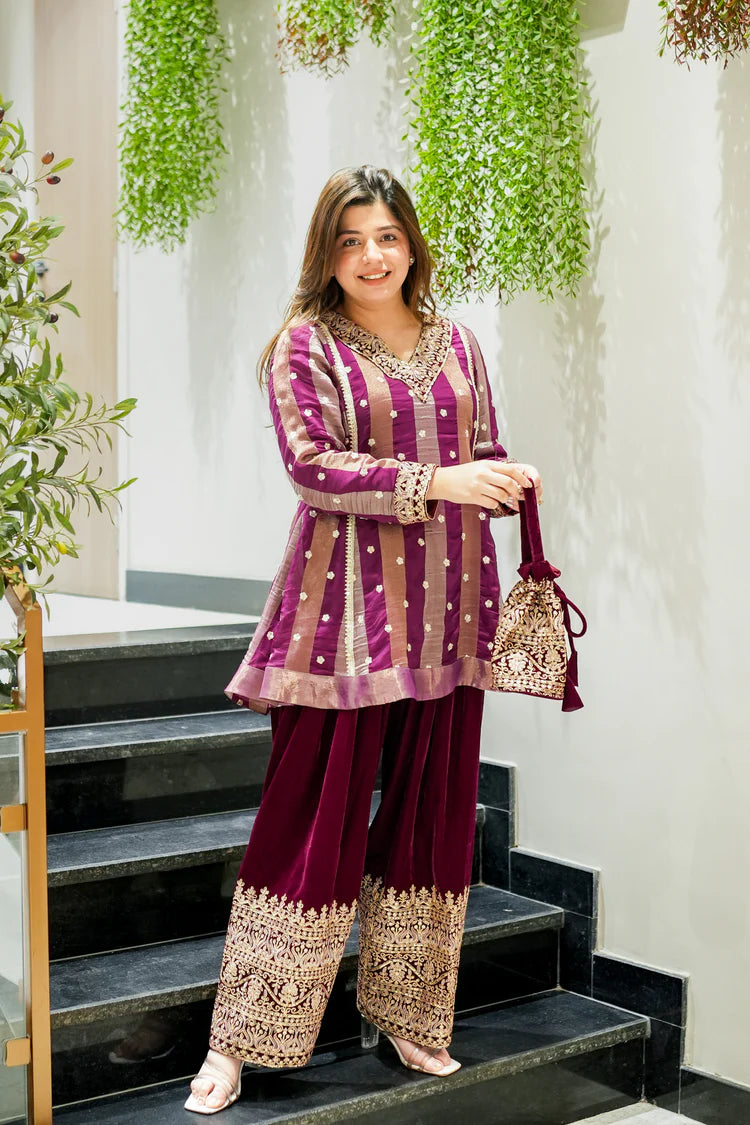 Rabab Embroidered Short Anarkali Co ord Set