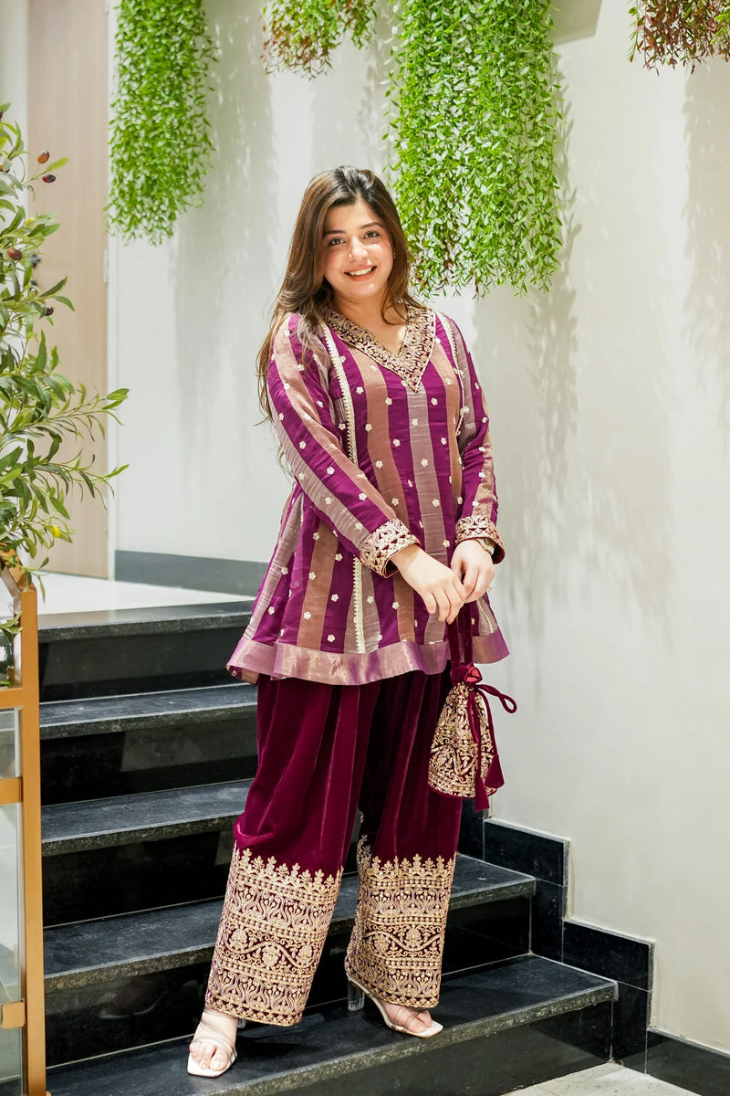 Rabab Embroidered Short Anarkali Co ord Set