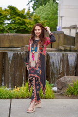 Crepe Shell Black Pink Kurta Dhoti