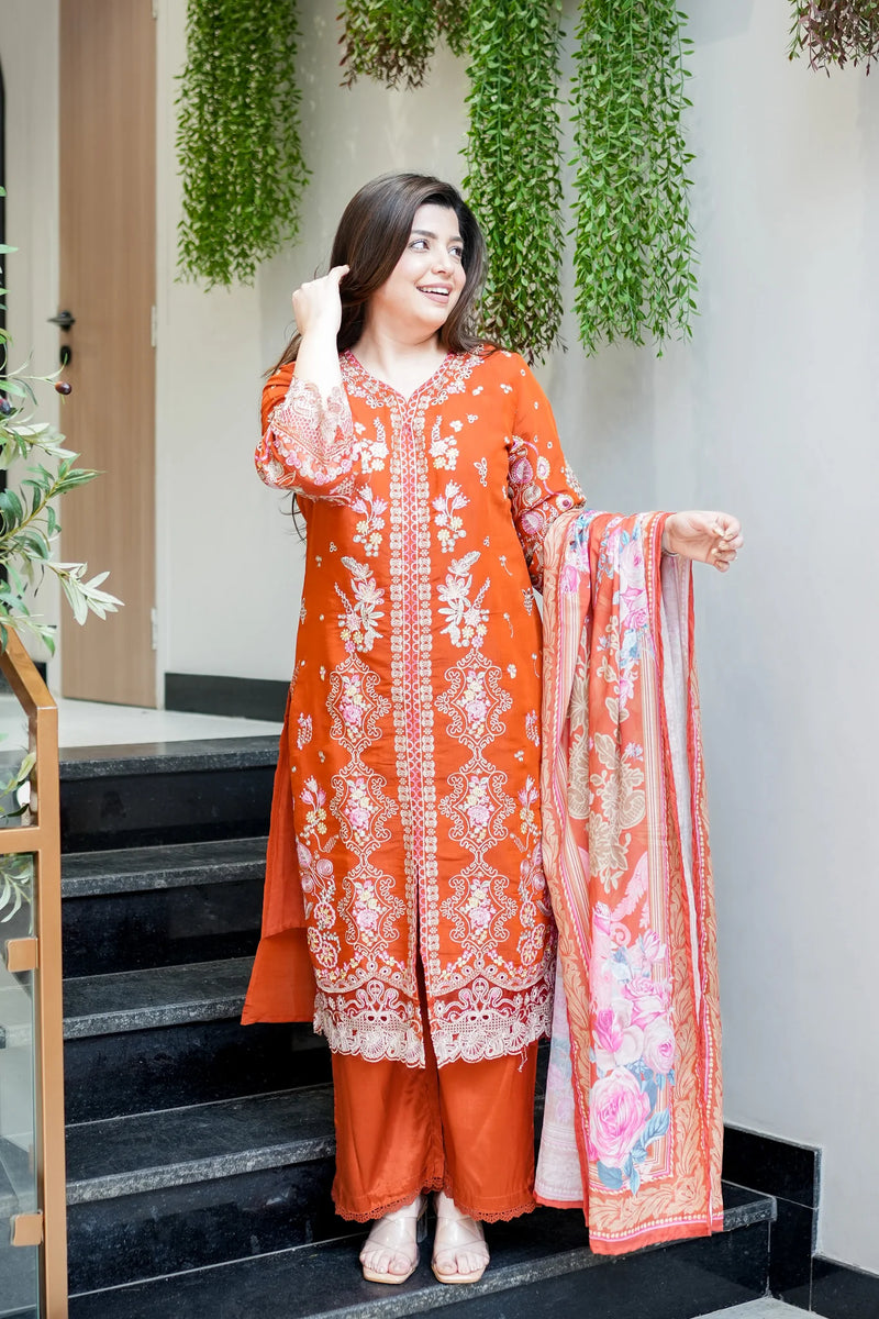Farzeena Schiffli Detailing Suit Set