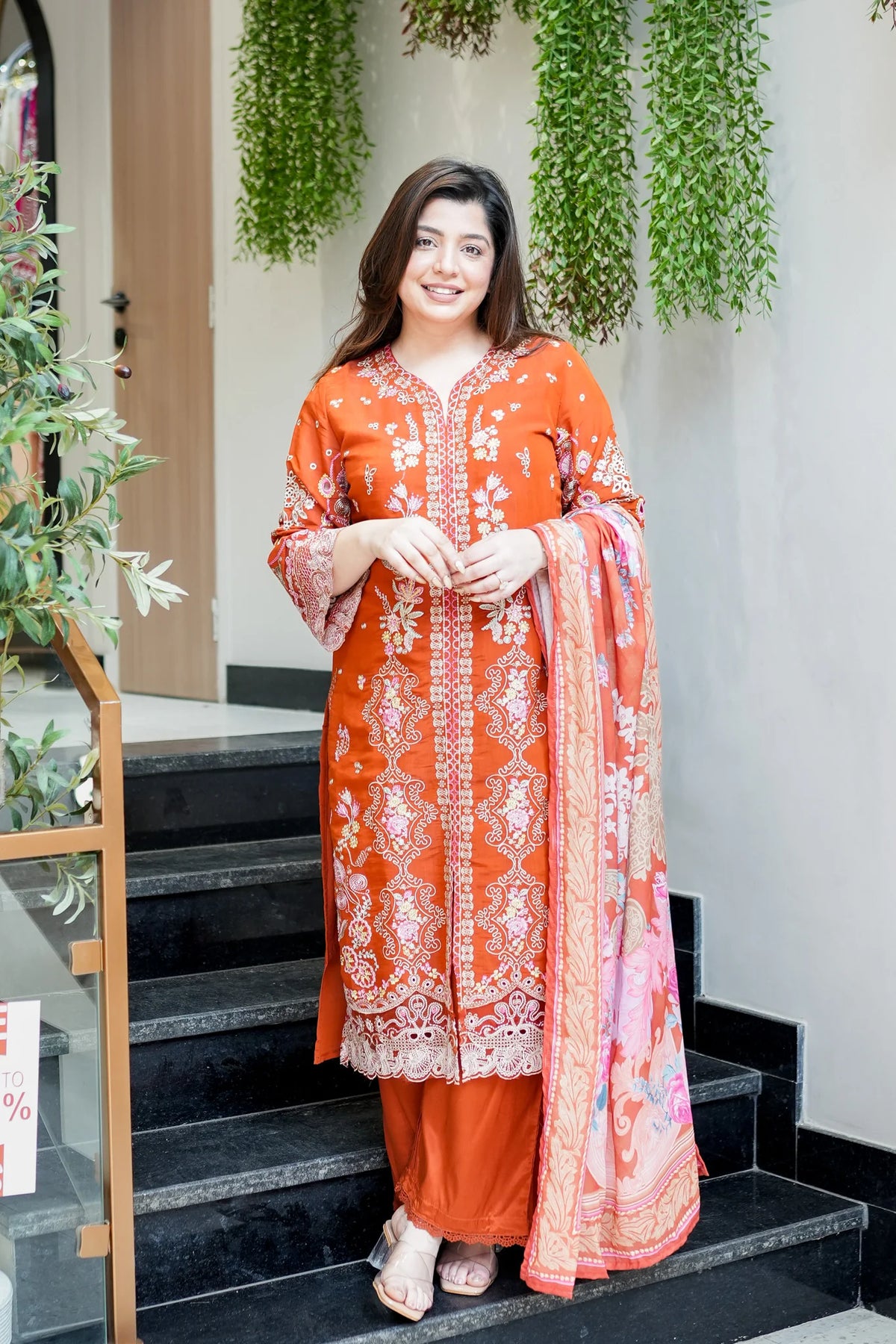 Farzeena Schiffli Detailing Suit Set