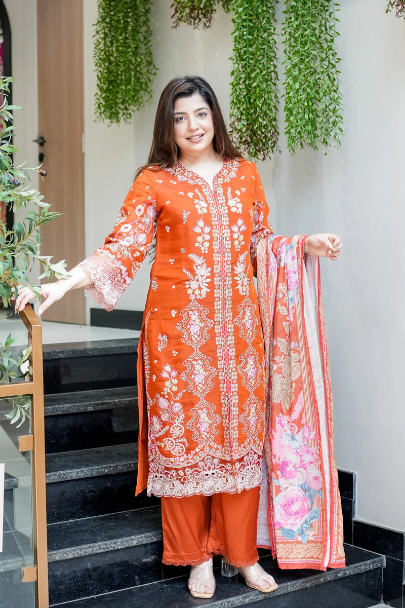 Farzeena Schiffli Detailing Suit Set
