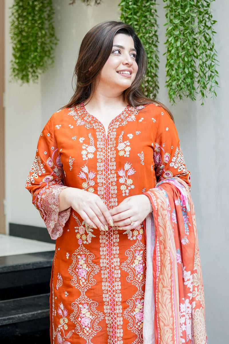 Farzeena Schiffli Detailing Suit Set