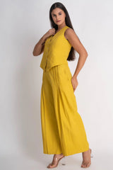 Sunny Mustard Cotton Linen Waistcoat Pants